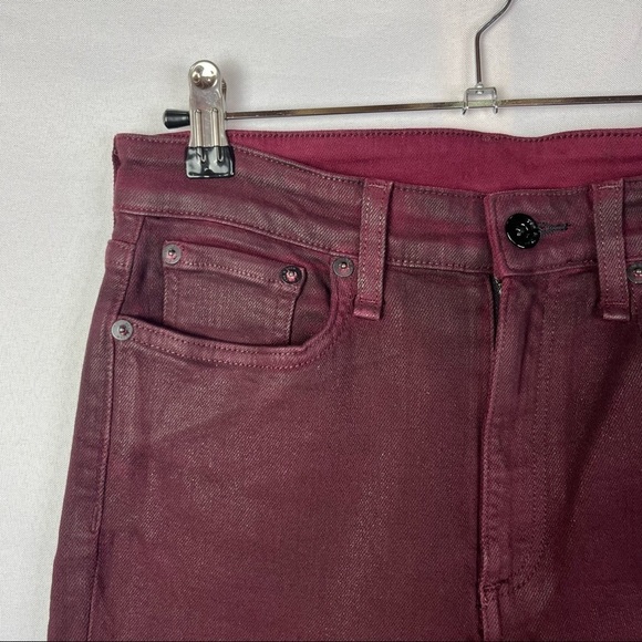 Rag & Bone Nina High Rise Ankle Skinny Coated Wine Red Skinny Jeans 27 - Picture 4 of 7
